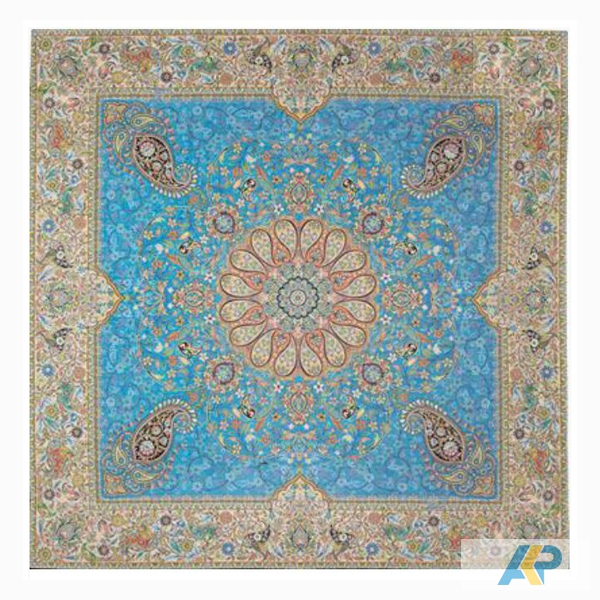 ترمه طرح افشاری ابی روشن مربع سایز 100 *100